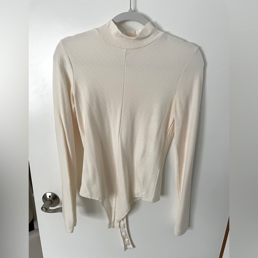 Knix x The Birds Papaya cream turtleneck bodysuit, size medium